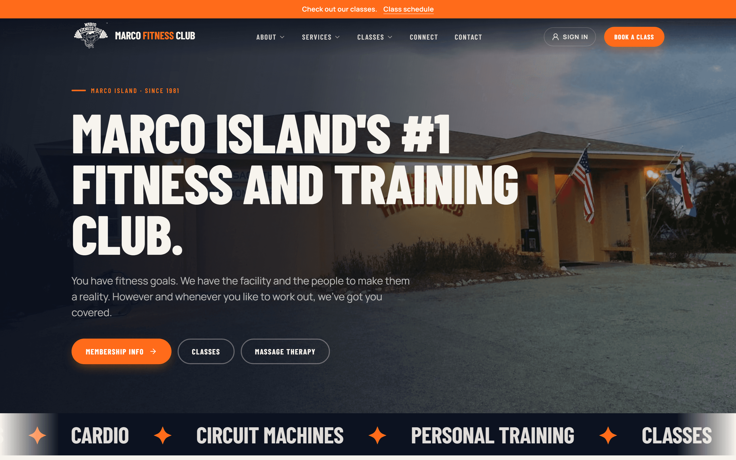 The Marco Fitness Club website